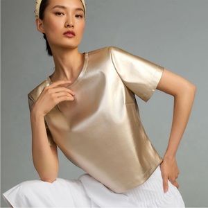 Anthropologie Gold Short Sleeve Blouse
